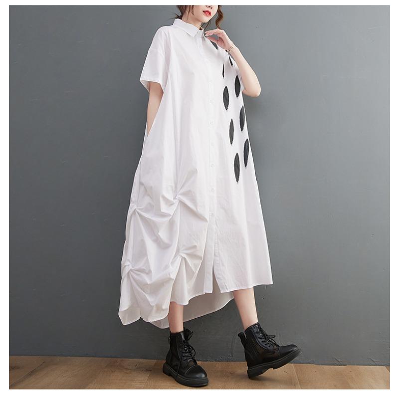 Summer Women's Dress Loose Large Size Cool Comfort Short Sleeve Printed Skirt Artistic Temperament In The Long Casual Dress