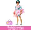 Barbie Extra Fly Ken Doll with Travel Clothes Tropical Outfit with Boogie Board Duffel Bag Beach-Themed & Accessories, &