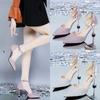 Summer New Pointed Rhinestone High-heeled Shoes with Slim Heels, Fashionable and Sexy One-piece Buckle Sandals for Women