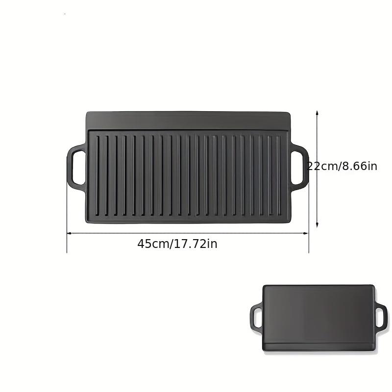 Cast Iron Baking Tray Can Be Flipped Double-sided Barbecue Tray Outdoor Camping Handle BBQ Tools Barbecue Plate Square Gas Grill