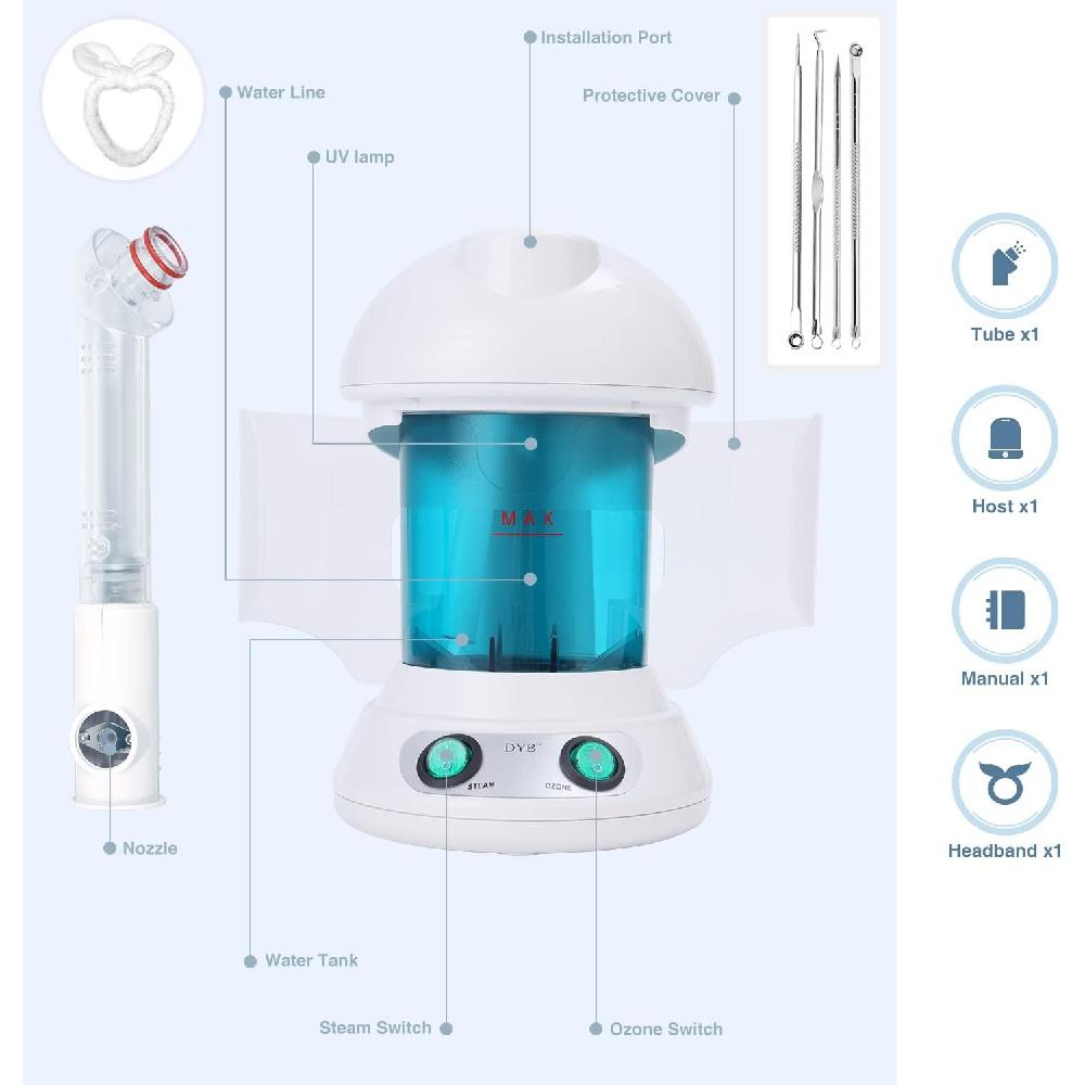 Portable Facial Steamer, Nano Ionic Face Steamer with 360°Rotatable Sprayer,Mini Facial Steamer for Salon and Spa