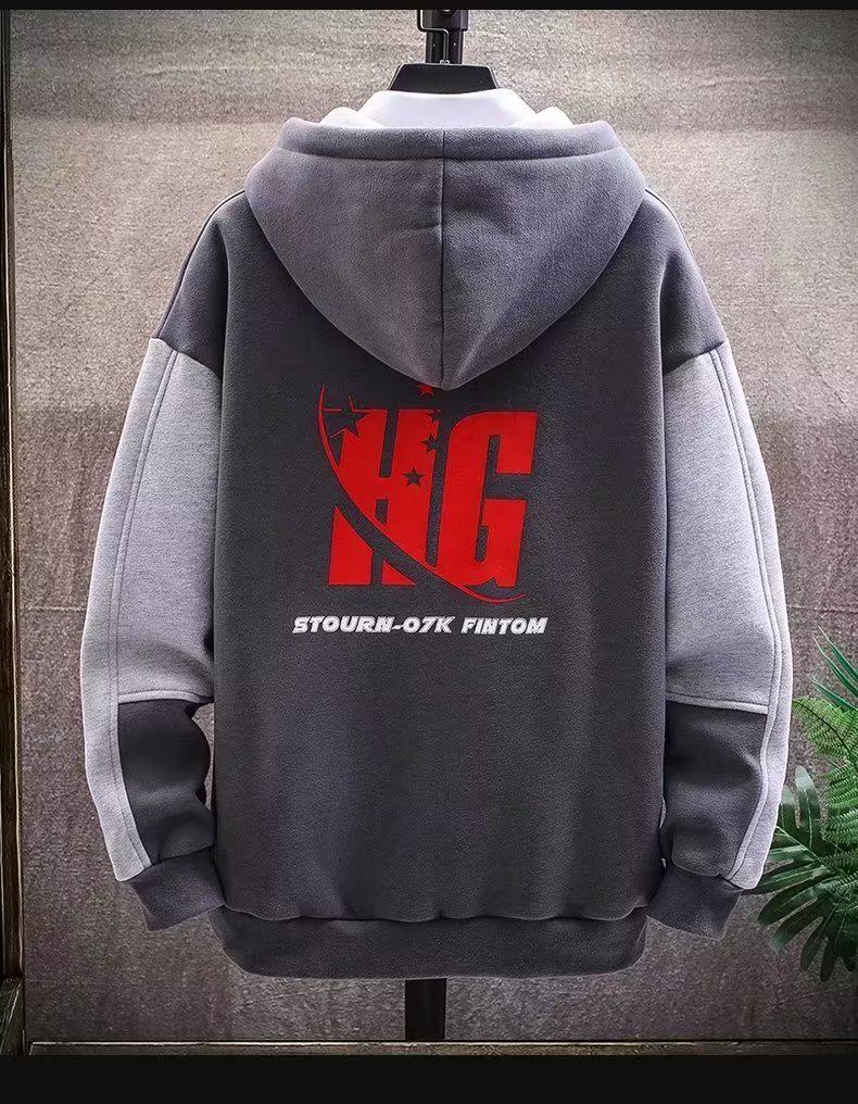 Мужская флисовая зимняя толстовка с капюшоном в корейском стиле - Модная куртка свободного кроя для пар