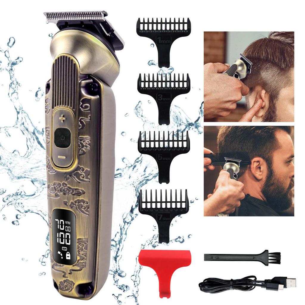 Hatteker Professional Hair Clippers Mans Electric Hair Cutter Barber Hair Trimmer Cordless Waterproof Hair Cutting Kit