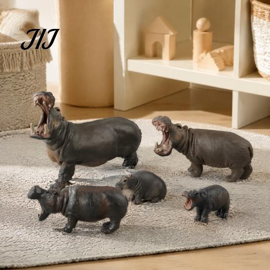 Realistic Hippo Figurine Simulation Hippopotamus Figurine, Lifelike Statue Sculpture, River Wild Animal Educational Toy Horse Model for Desk