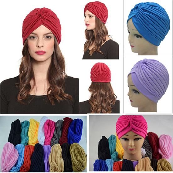 Smart Stretchy Hat Turban Head Wrap Band Chemo Bandana Hijab Pleated Indian