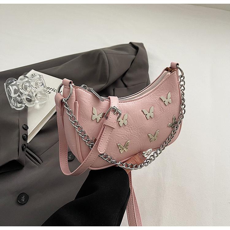 Bag Women's 2025 New High-end Summer Versatile Fashion Butterfly Shoulder Crossbody Bag Simple Chain Underarm Bag