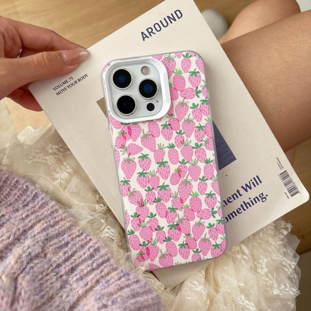Strawberry iPhone Case: Compatible with Apple 16 Pro Max, iPhone 15, 14/13, and 17P, featuring a full-screen design.
