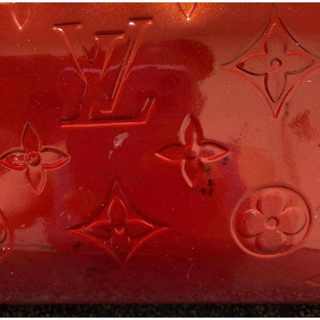 Used Red Vernis Louis Vuitton Long Wallet