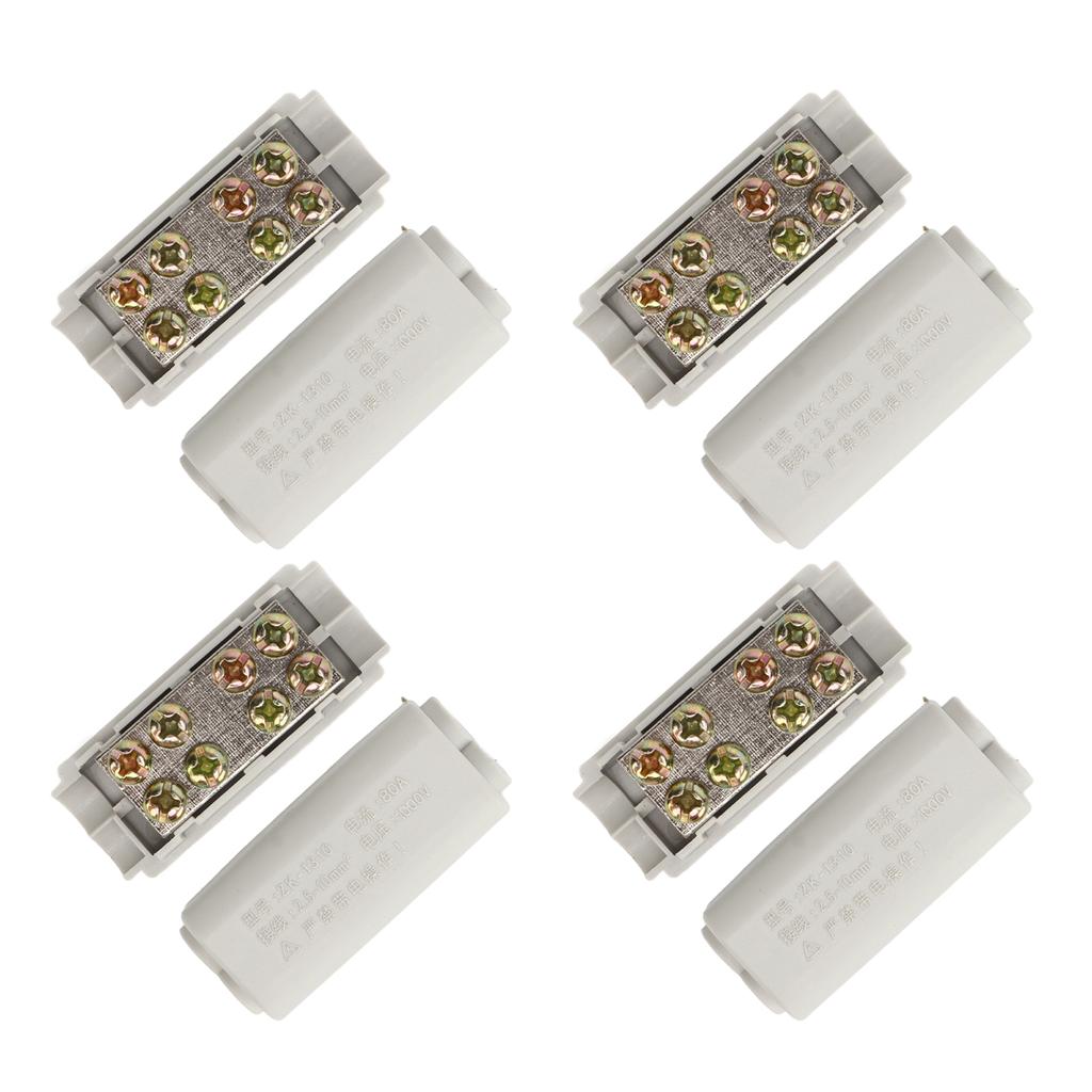4PCS 2 In 2 Out Cable Terminal Block Connector 1000V Strong Conductivity Heat Dissipation for Top