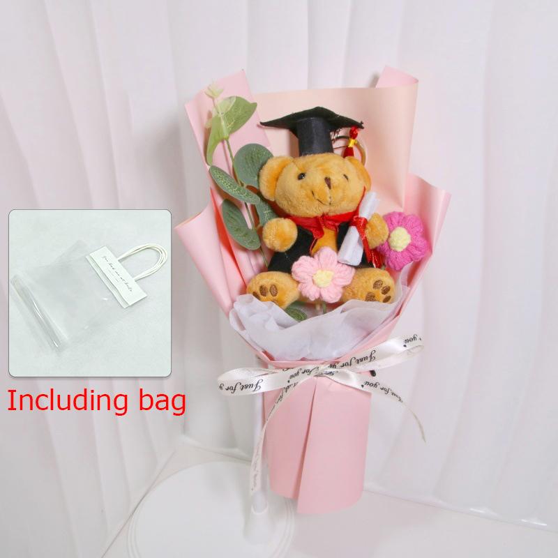 Выпускной сезон вязаный пуховый орнамент бант лента декоративный мультяшный медведь реквизит для фотосессии букет креативный подарок аксессуары