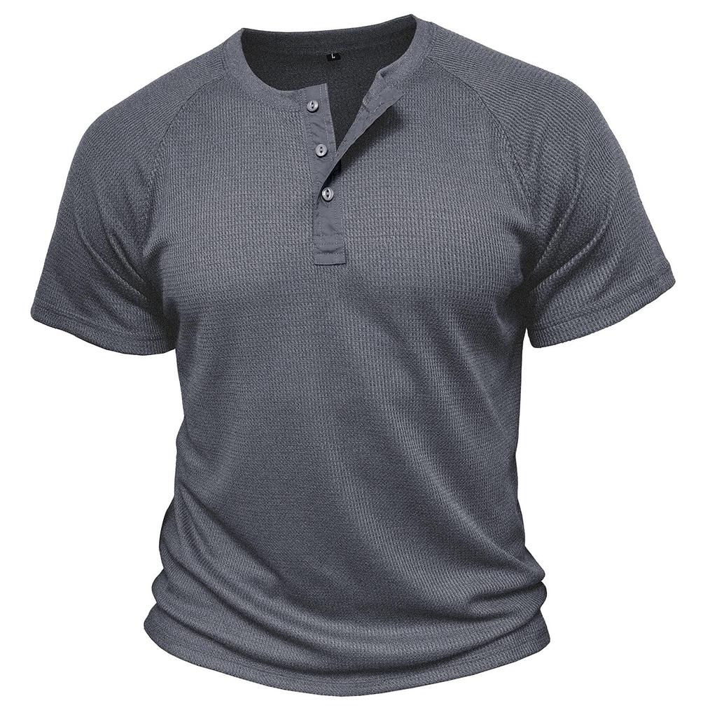 Мужские рубашки на пуговицах, вафельные футболки с короткими рукавами и круглым вырезом, летние пуловеры, повседневная праздничная повседневная одежда