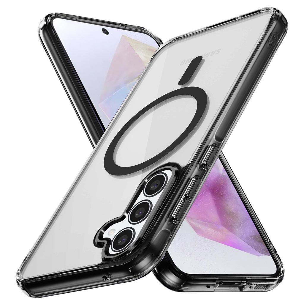 Магнитный чехол для телефона Samsung Galaxy A35 5G, TPU рамка, прозрачная поликарбонатная задняя крышка