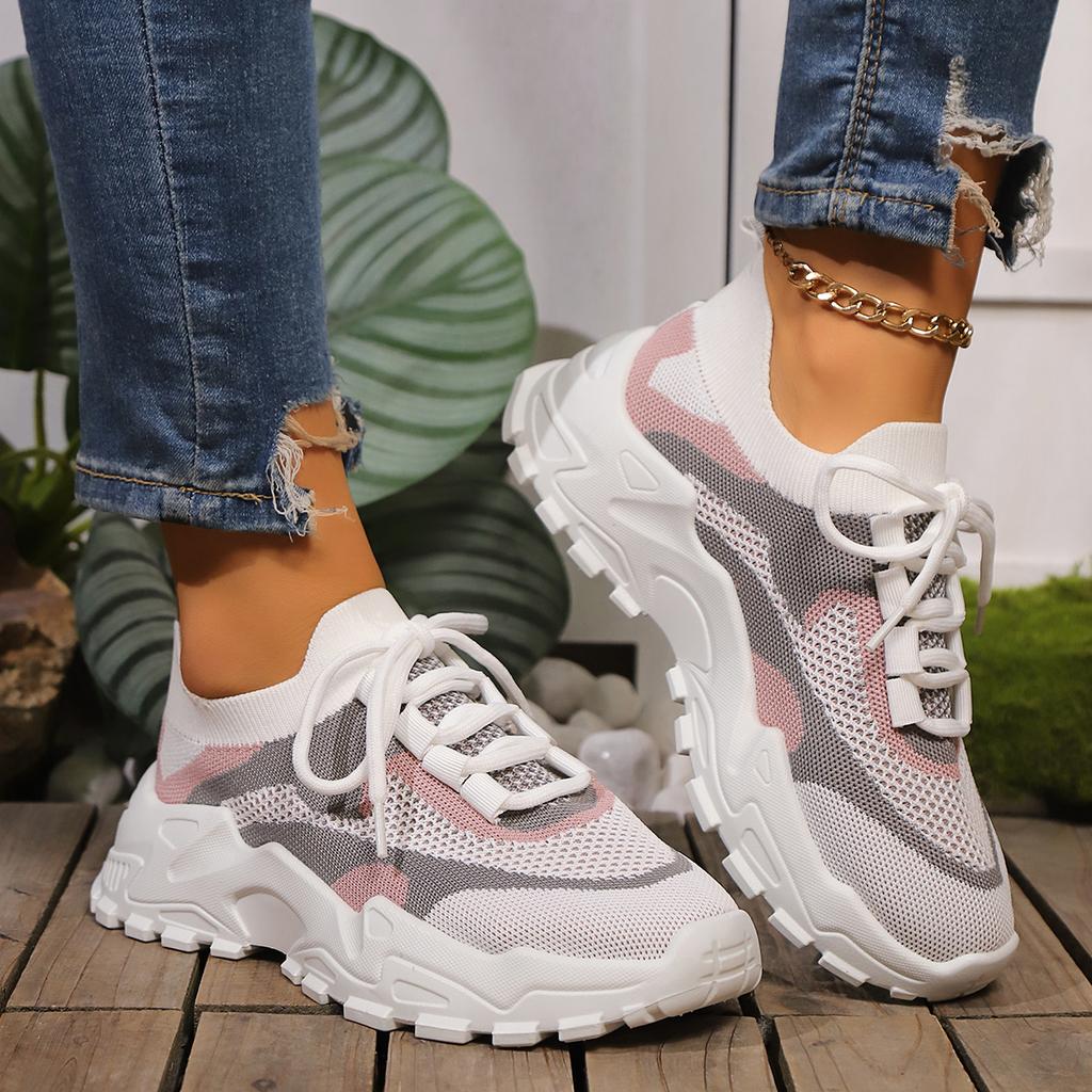 Женские легкие кроссовки из сетки на массивной подошве, модные дышащие кроссовки для бега для женщин, удобные повседневные спортивные туфли на платформе 2024