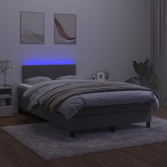 Maison Exclusive - Sommier à lattes de lit avec matelas LED Gris foncé 120x200 cm