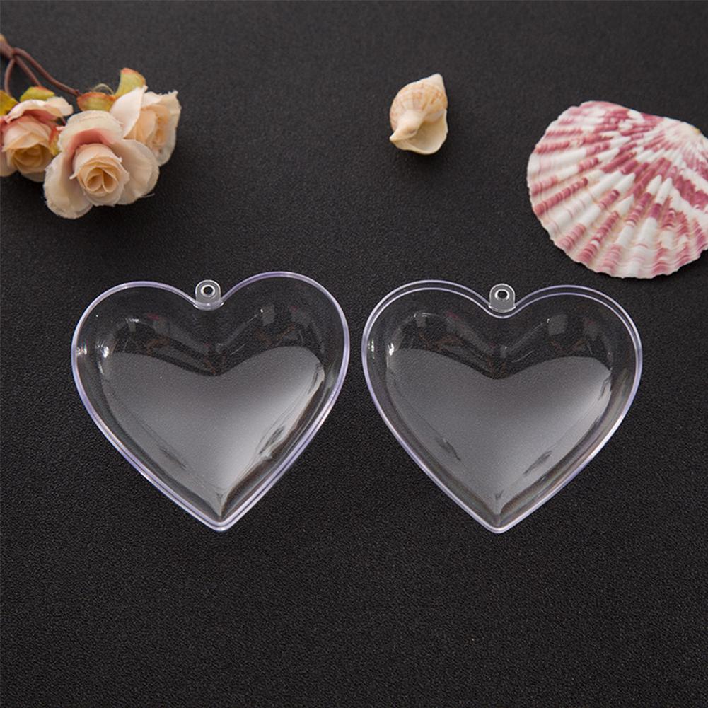 5PCS Christmas Ball Multifunctional Transparent Plastic Christmas 8cm Ball Heart Shaped Fillable Christmas Ball DIY Crafts Tree Ornaments AVE
