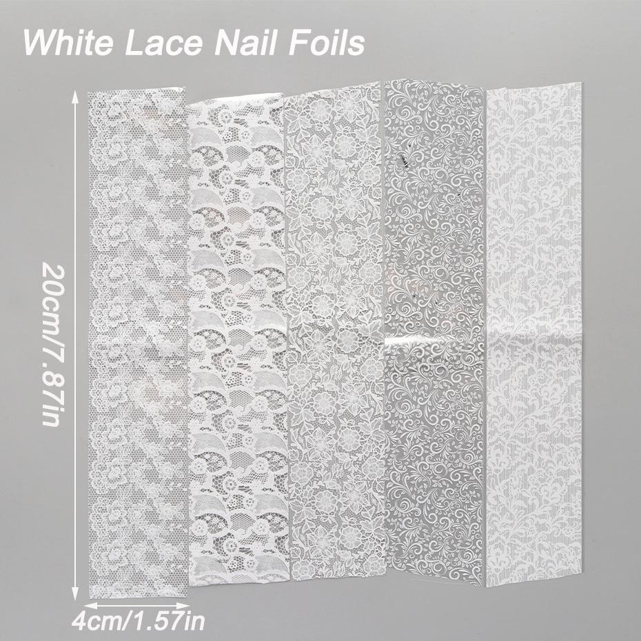 10pcs Elegant Black White Lace Flowers Nail Transfer Foils Stickers Black And White Sexy Lace DIY Charms Nail Art Decoration
