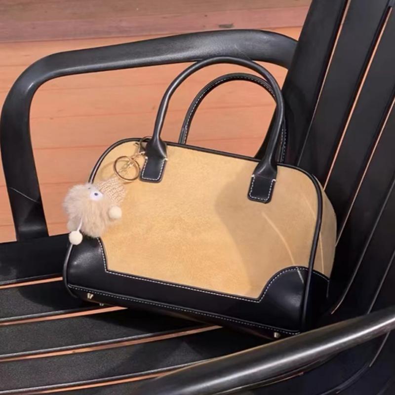 Женские кожаные сумки с верхней ручкой Простые контрастные женские сумки через плечо Повседневные сумки Boston Crossbody Винтажные женские сумки