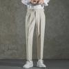 Men's Casual Loose Fit High-Waist Suit Pants - Spring & Autumn, Italian-Style, Nine-Point Length
