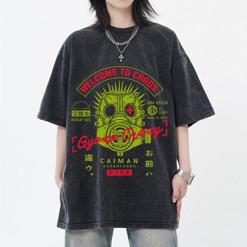 Flower Print Retro Washed T Shirt Loose Round Neck Fashion Women's Wash Short Sleeve Burning-out Printing Women's T-shirt