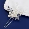 Crystal Rhinestone Hollow Leaf Hairpin Pearl U Shape Hair Pin For Wedding Bridal Party Updo Hairstyle Elegant Hair Accessories