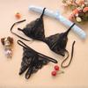 Sheer Lace Open-Crotch Lingerie Set: Exposed Breasts, Ultra-Sexy Three-Point Design