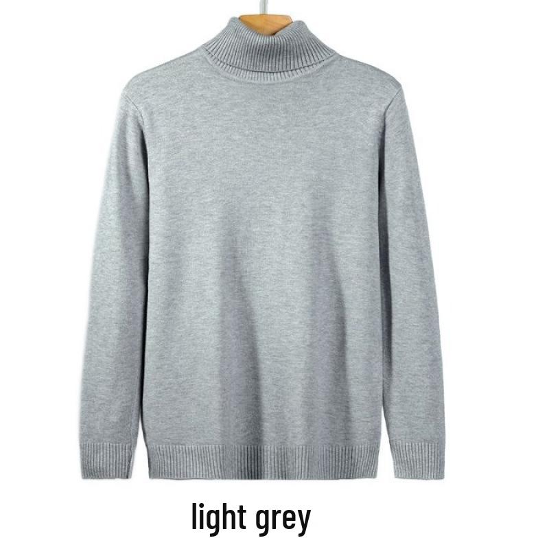 Men's Loose Plus Size High Neck Knit Sweater - Solid Color, Long Sleeve, Spring/Autumn/Winter