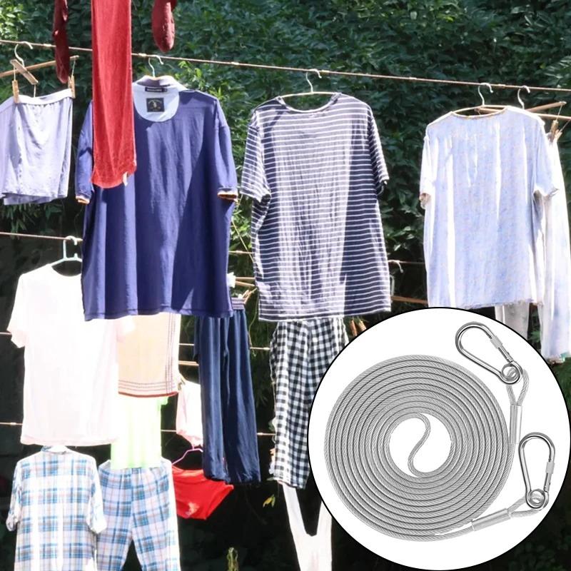 3M-15M Stainless Steel Clothesline, Portable Windproof Indoor/Outdoor Clothes Drying Camping Supplies Clothes Line