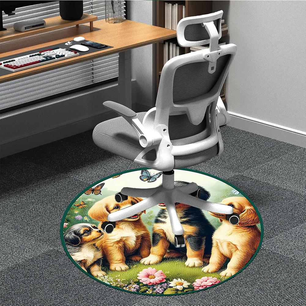 1pc Puppy Garden Chair Carpet for Office, Soft, Non-Slip Polyester Mat, Office, Entryway, Living Room, Bedroom, yy251207254