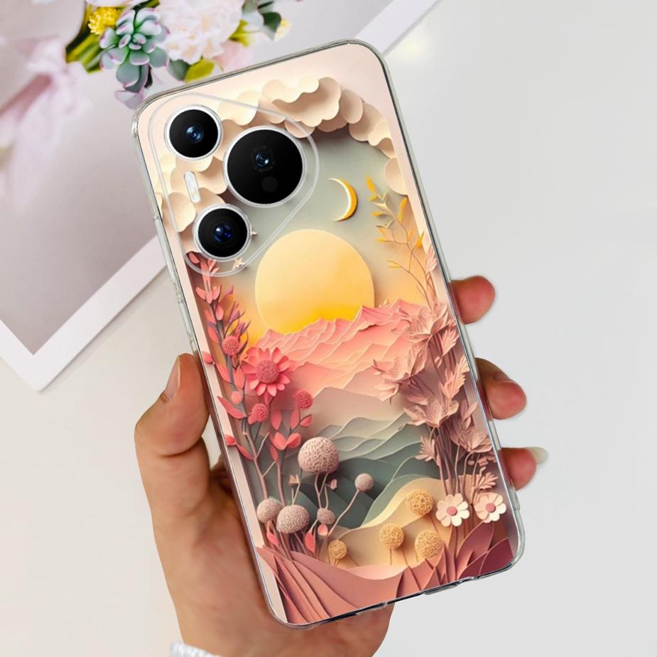 Чехол для Huawei Pura 70 Милый мультяшный расписной чехол Прозрачный силиконовый чехол для телефона Для Huawei Pura 70 Pro Plus Pura70 Pro + Мягкий чехол