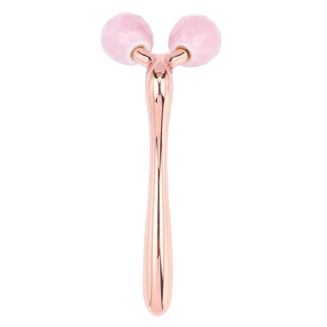 3D Roller Jade Massager For Face Rose Quartz Natural Stone Facial Massage 360 Rotate Wrinkles Remove Skin Care Lifting Tool