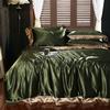 European Solid Color Mulberry Silk Bedding Sets Ice Silk Satin Cooling Bedclothes High Quality Skin-Friendly Smooth Duvet Kit