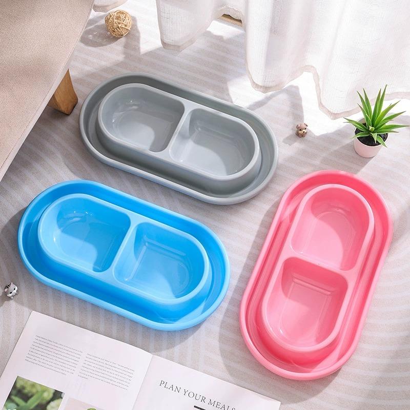 Cuenco doble para gatos con soporte elevado, comedero antideslizante para mascotas y protección cervical
