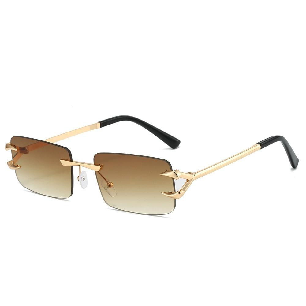 New Frameless Sunglasses Fashionable and Simple Square Frameless Ocean Colored Sunglasses