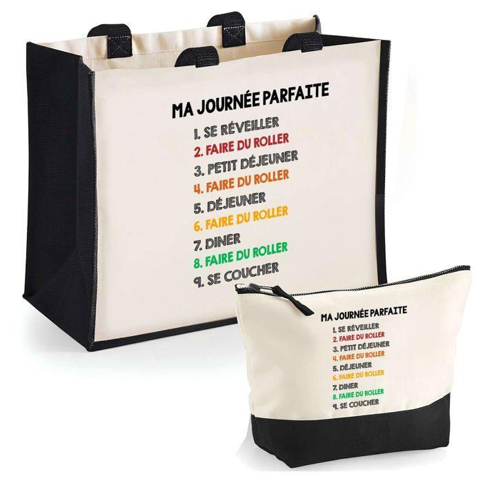 Tote bag - PLANETEE - Duo Cabas Jute & Trousse - Jute & coton naturel - Impression DTF HD - Fabriqué en France 33x42 cm