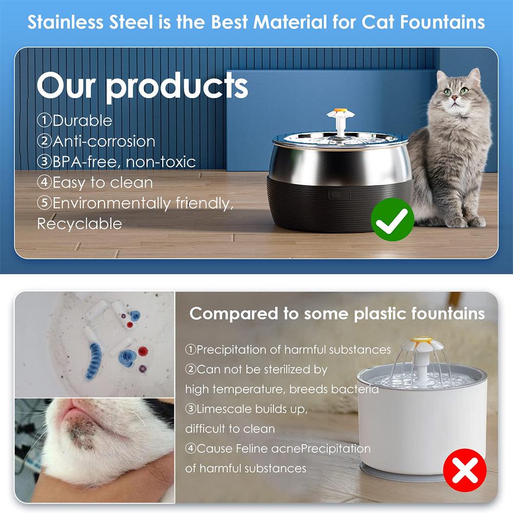 3L Автоматический фонтан для кошек из нержавеющей стали 102 унции фильтр для диспенсера воды для домашних животных с краном автоматическая поилка для кошек собак кроликов