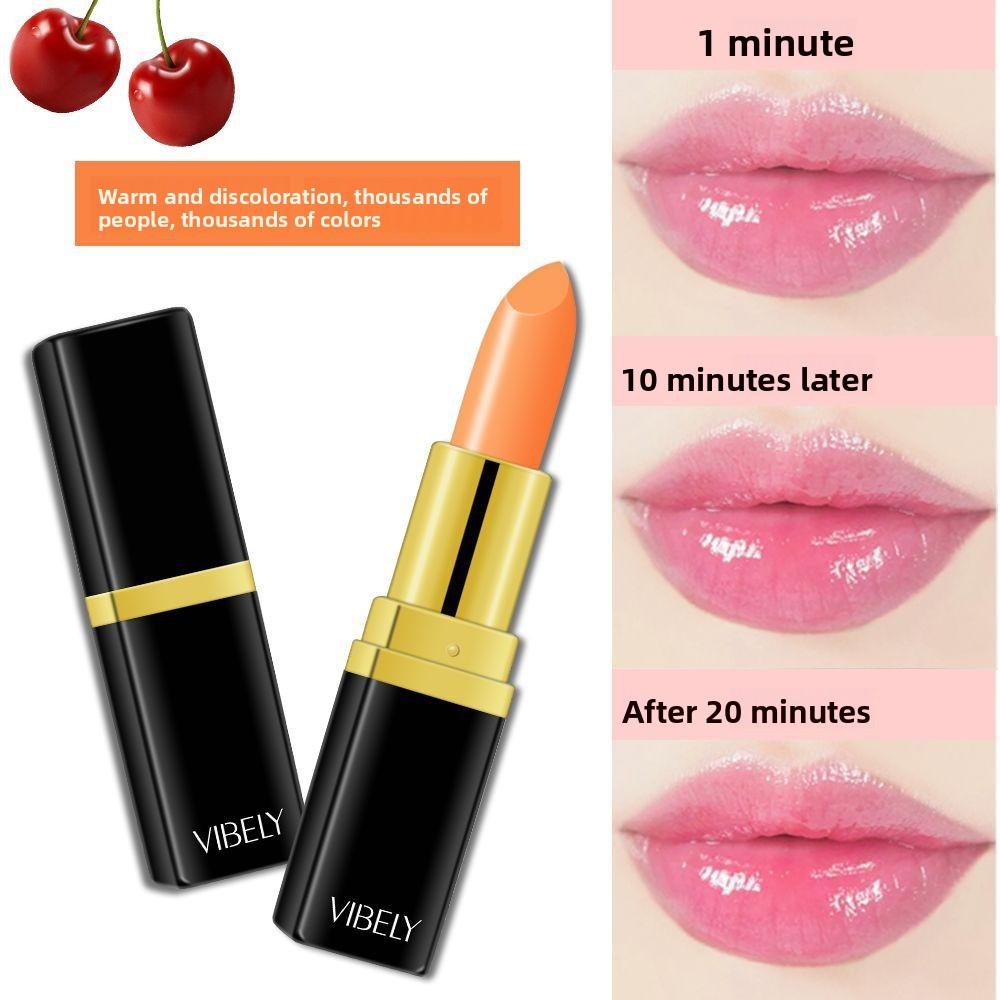 VIBELY Moisturizing Temperature Healthy Red Cherry Lipstick Color Changing Nourishing Moisturizing Lip Balm Thousands of People Thousands of Colors