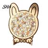 Kids Learning Puzzle Wooden Animal Jigsaw Puzzle, Pig Rabbit Theme Difficult Game Challenge Game, Adults Toy for Desk Decoration