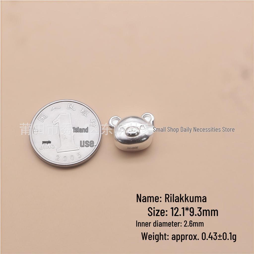 Браслет-цепочка с подвеской Rilakkuma из стерлингового серебра 999 пробы, плетеный вручную, кулон для изготовления украшений своими руками
