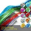 120 Strands/bag Sparkle Shiny Tinsel Rainbow Silk Hair Extensions Dazzles Women Hippie for Braiding Headdress Colorful Long 39"