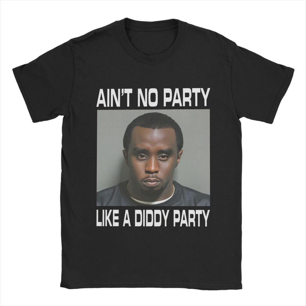Мужская ретро футболка 'Aint No Party Like a Diddy Party' Одежда Смешная с коротким рукавом с круглым вырезом Летние футболки