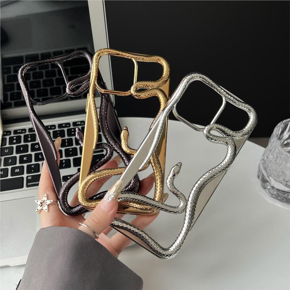 Креативный 3D чехол для телефона со змеей, позолоченный, с полыми элементами для рассеивания тепла, для iPhone 16 15 14 Plus 13 12 11 Pro Max, забавный, ударопрочный, мягкий