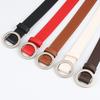 Ladies' Fashionable Pu Round Buckle, Hole-free, Simple Belt, Student Jeans Belt, Versatile Thin Waist Belt