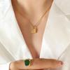 Ожерелье с подвеской-замком из циркона 18K с золотым покрытием, холодный стиль, простая титановая сталь, нетускнеющая европейская/американская цепочка на ключицы