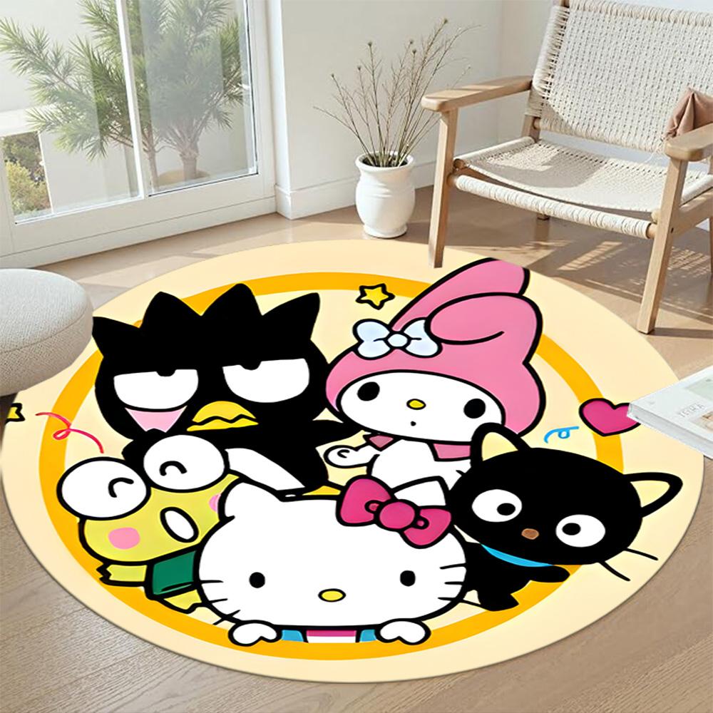 Hello Kitty Round Floor Mat Suitable for Hallway Kitchen Study room Dormitory Antislip Round Carpet Office home decor Birthday Christmas Gift