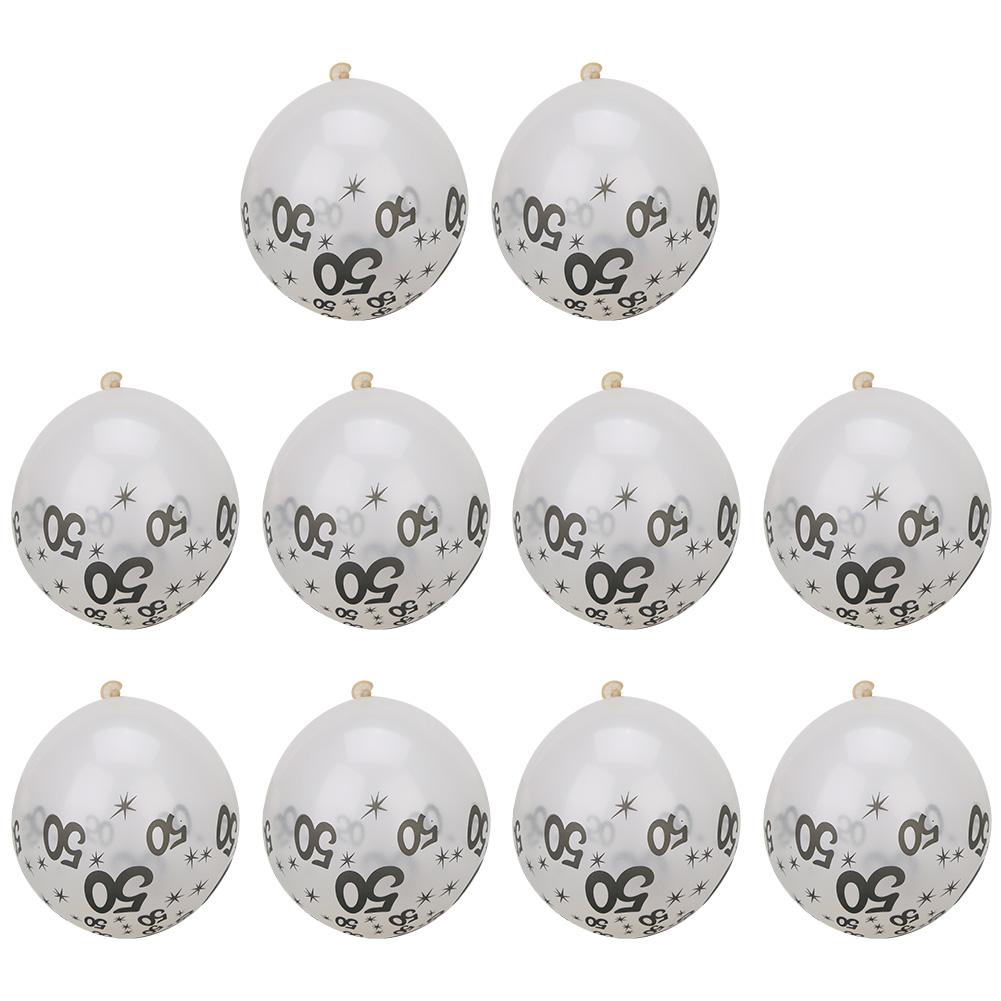 10 шт. латексных прозрачных шаров с рисунком числа 50 для украшения на день рождения, свадьбу, юбилей