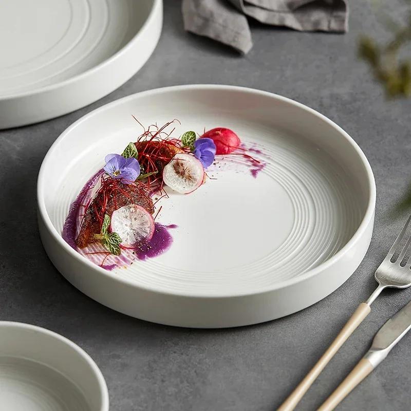 Керамическая тарелка Western Dish 10Inch Nordic White Vegetable Tables Steak Tartes Circle High-end Japanese Round Tableware Restaurant