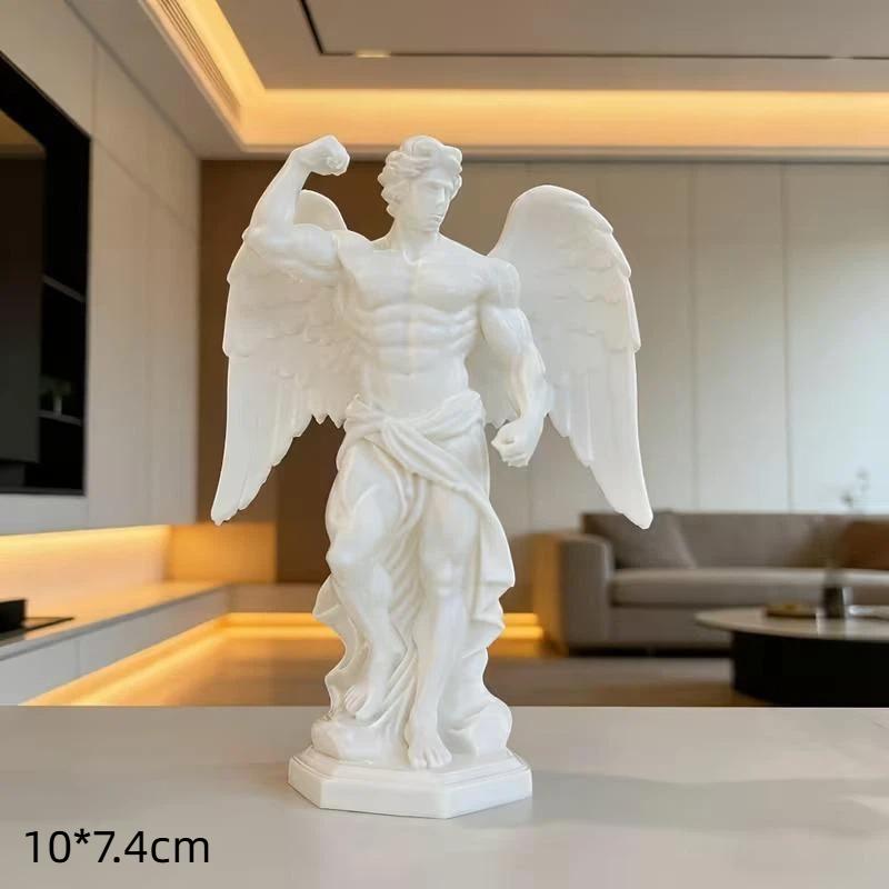 1 шт. Белая мужская скульптура ангела, напечатанная на 3D-принтере, Изысканное мастерство, Реалистичные детали, Для декора дома, офиса, Коллекции искусства, Подарки