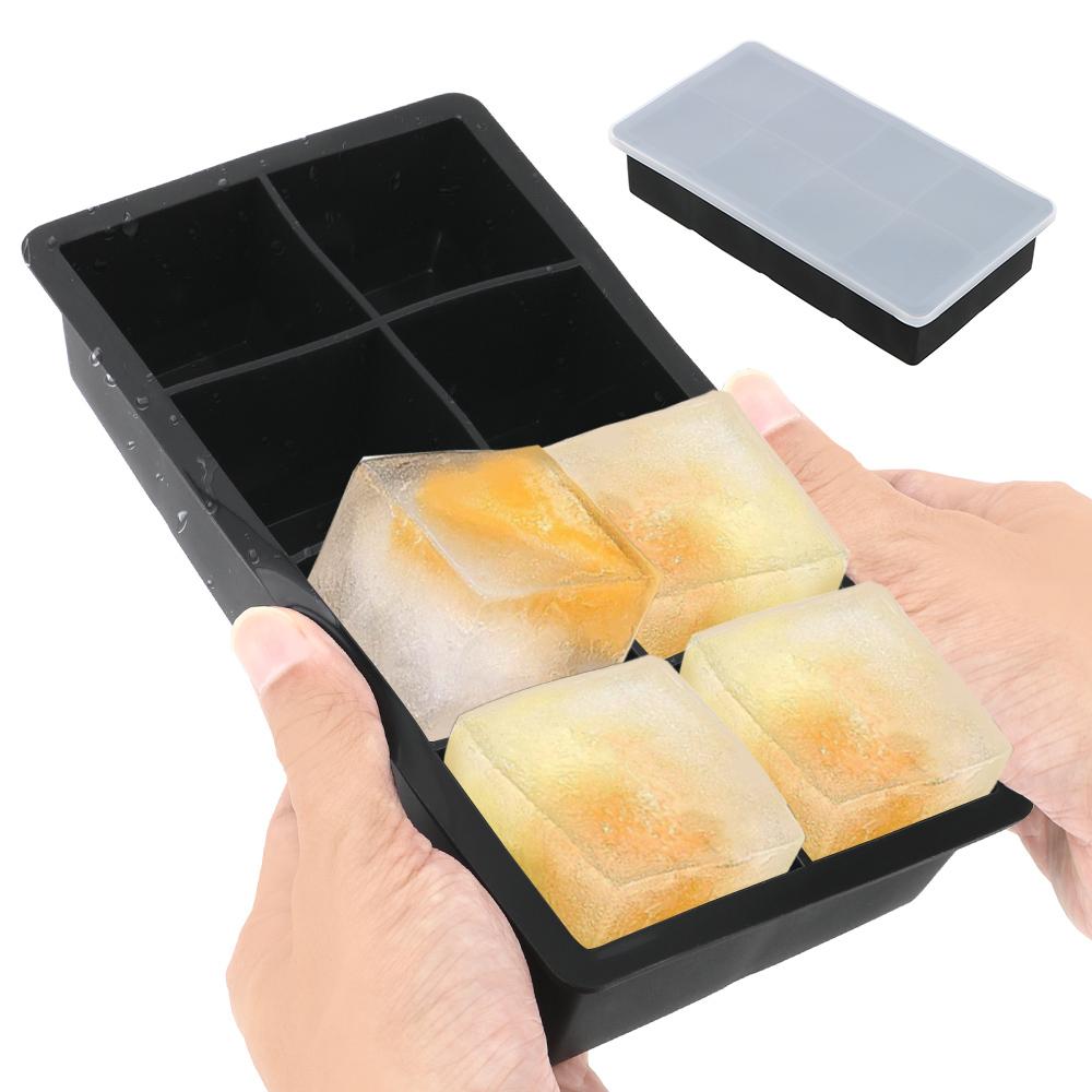 Форма для льда на 4/8 ячеек, силиконовая форма для кубиков льда, для мороженого, конфет, торта, пудинга, шоколада, кухонные инструменты своими руками, квадратная форма для больших кубиков льда