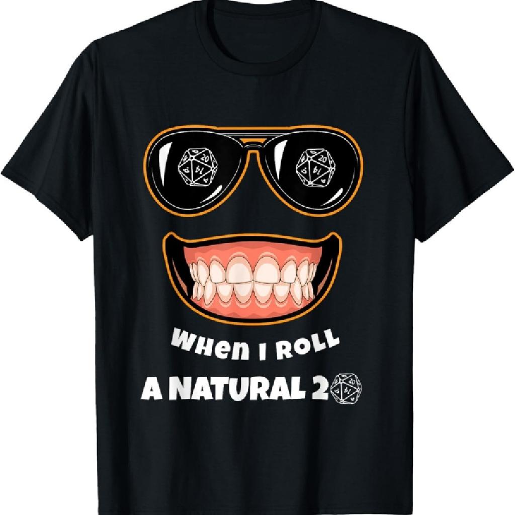 Funny Natural 20 T-Shirt. RPG Tabletop Board Game Shirt.