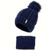 2Pcs Winter Hat Set Thickened Plush Windproof and Cold-Proof Casual Warm Hats with Scarf Winter Accessory